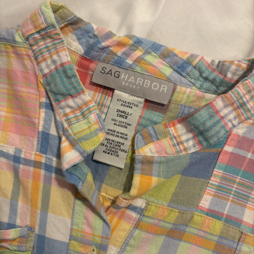 Vintage Pastel Patchwork Button Up Top
